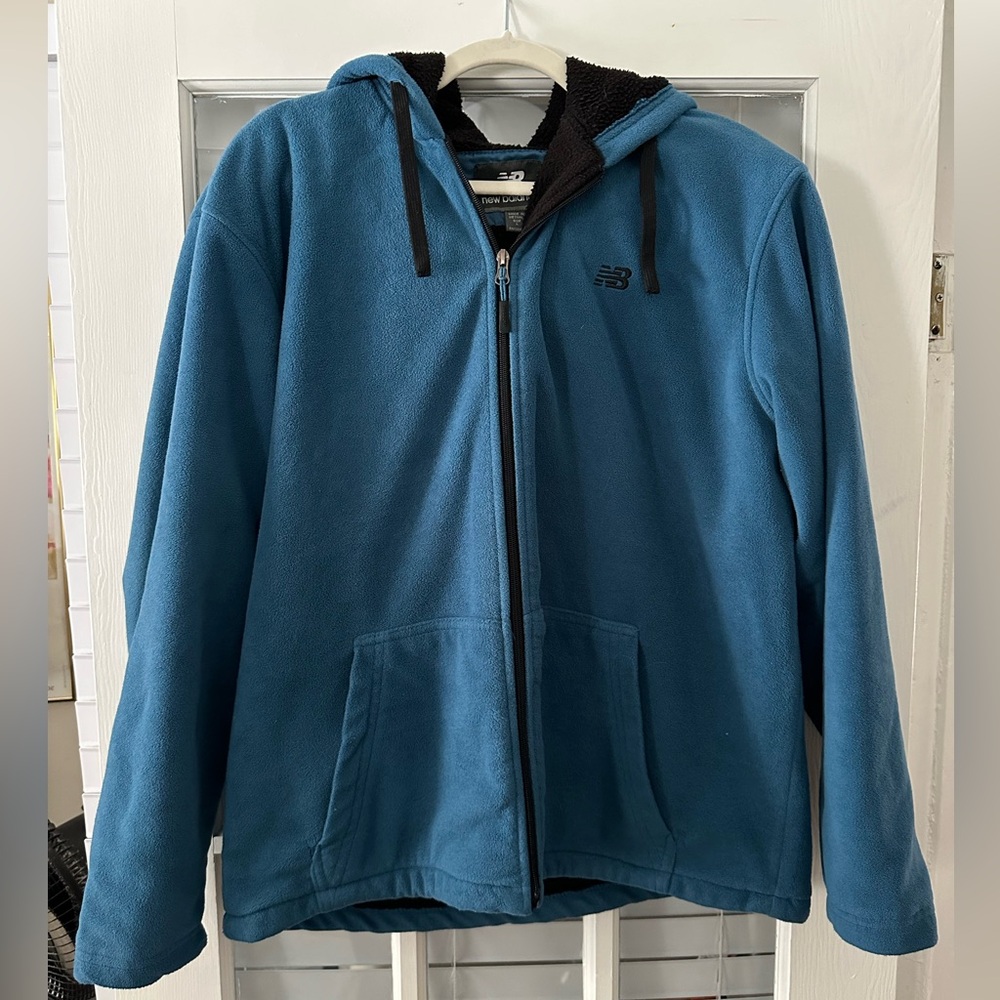 New Balance Women’s Fleece Zip Up Jacket Size Large Blue W/ Black Lining